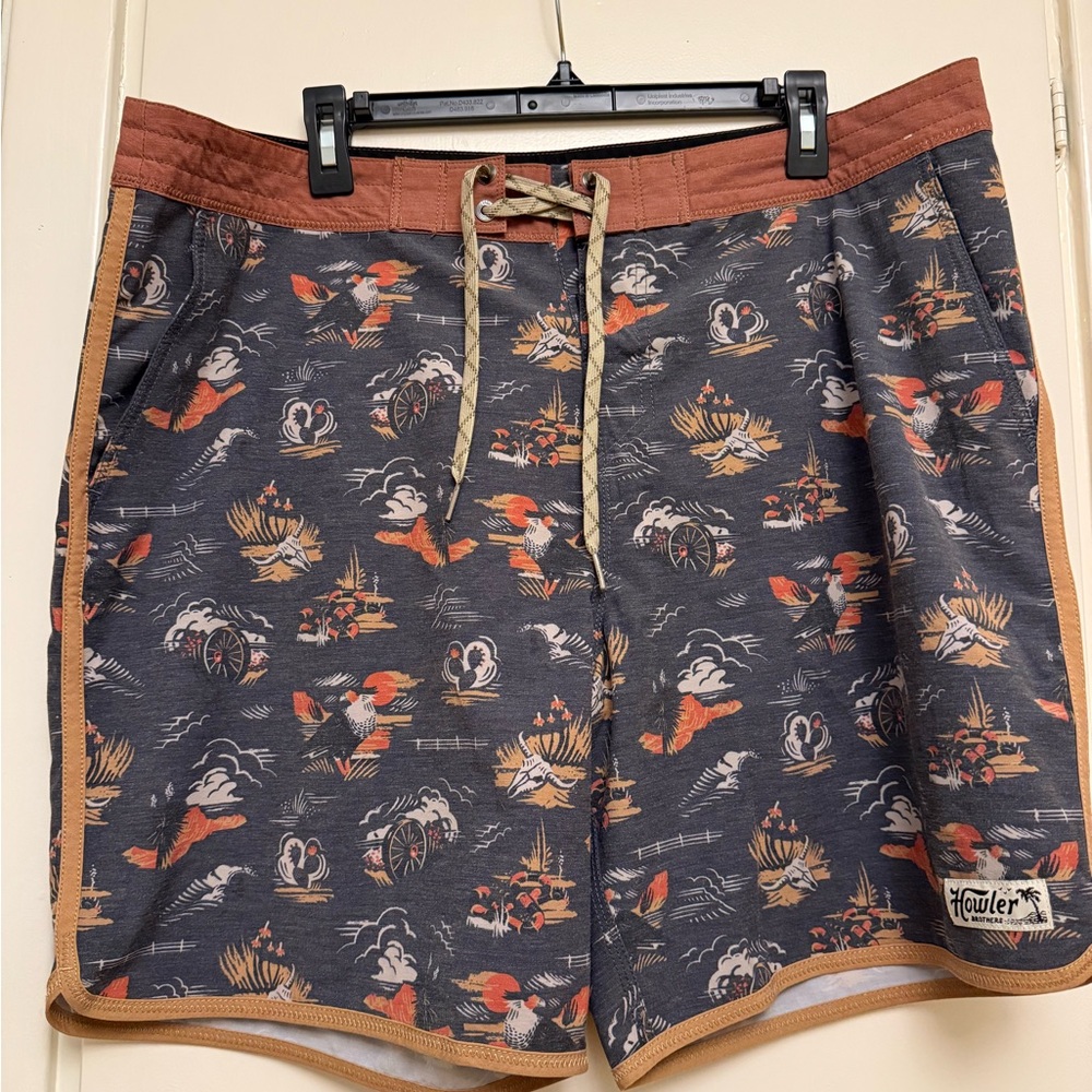 Howler Brothers Men's Swim Shorts - Navy and Rust
